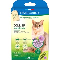 Francodex 法國法典 綠野防水驅蟲頸圈 貓用 寵物驅蚤頸圈 貓驅蚊頸圈 驅避蝨頸圈, 白色, 1盒