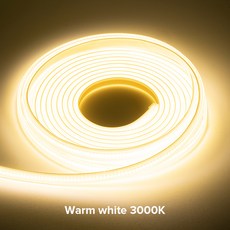 FCOB LED 라이트 스트립 차가운 자연 백색 조명 고휘도 밀도 288 420 LED 유연한 IP65 방수 AC220V, [04] 3000K Warm White, [03] 288LEDS PER M, [01] US Plug
