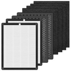 LUNINO K2 공기 청정기와 호환되는 4팩 교체 필터 고급 레이어가 있는 3단계 프리미엄 레이어 활성탄 레이어 및 프리 4팩 H13 트루 헤파 필터102697, LUNINO K2 공기 청정기와 호환되는 4팩 교체 필