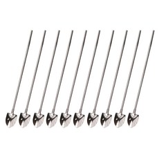 뾰족삽 머들러 스트로우 10개입 세트 스텐 빨대스푼 세모삽 스텐빨대 롱타입 삽스푼 바머들러, 10개, 단일