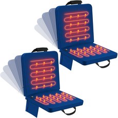 등 지지대가 있는 추가 휴대용 의자 패드 접이식 시트 쿠션과 USB 3레벨 난방 및 야외 스포츠 이벤트용 가방 포켓이 블리처용 온열 스타디움 2팩, Navy Blue