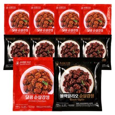 [무료배송/당일출고] 푸라닭 닭다리살 순살 닭강정 2종 혼합 (블랙알리오+달콤양념), 10개, 500g
