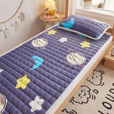 다다미매트 따뜻한 벨벳 매트리스 토퍼 두꺼운 침대 커버 얇은 다다미 바닥 매트 싱글 더블 시트 겨울, 06 yelllow_02 120x200cm-1pc