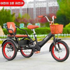 세발 자전거 동승 안전 삼륜 2인승 키즈카페 아이들 A. 매트블랙 14인치