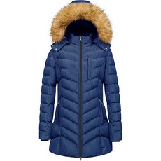 CREATMO US 여성용 겨울 후드 코트 방수 따뜻한 롱 패딩 재킷 파카 라이트 핑크