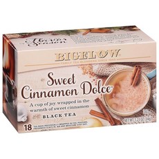 Bigelow Tea Perfectly Mint 홍차 카페인 티백 총 20개 262429, Hot Cinnamon Tea, 18 Count (Pack of 6), 51g