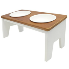 모나지오 반려동물 중대형견 네츄럴 원목 식기 도자기 2구, 네츄럴화이트(도자기) 색상, 2개