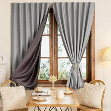 1개 셀프 접착식 무타공 커튼(후크앤루프) 거실 발코니용 암막 커튼 쉽게 제거, 09 1pc W100xL200 cm, 01 grey