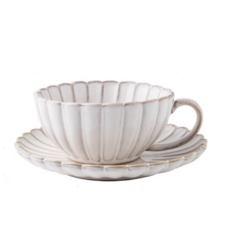 窯變花瓣咖啡杯碟 220ml 窯變菊皿 日式咖啡杯盤 下午茶盤 點心盤 甜點盤 杯碟組, 咖啡杯碟組, 1套