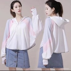 最新一款薄款拚接防曬衣女 夏季防紫外綫透氣冰絲防曬服 披肩 鬥篷 罩衫連帽 騎車衣服 連帽外套