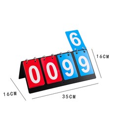 DGGO 台灣出貨 球賽計分闆 計分牌 記分闆 比賽計分器 多功能積分闆 各大球賽專用翻分器 運動, 1個, 紅藍四位數 （ PP板塑料卡片雙面顯示）
