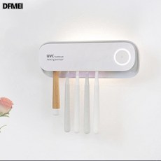 DFMEI 熱風烘乾定時消毒壁掛式免打孔帶時鐘顯示牙刷消毒器, M4 PLUS, 白色