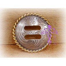 安提帕斯 手工皮革兩孔金繩邊雕花裝飾釦, 1個