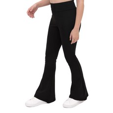 Lilax 여아용 플레어 레깅스 댄스 하의 하이 웨이스트 부츠컷 요가 팬츠 블랙. 7세, 블랙