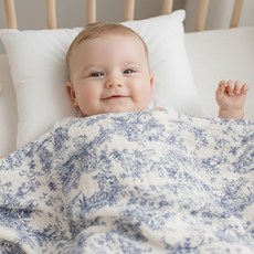 유아 이불 신생아 아기 순면 여름 신생아 이중 거즈 블랭킷, 뜨왈(블루)