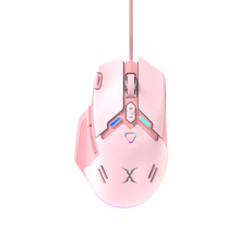 有線電競滑鼠 RGB背光 200-12000 DPI 10鍵可編程, 粉色, FXR-HM-93