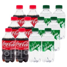 [한번에먹자] 미니페트 탄산음료 혼합세트 / 칠성사이다 + 코카콜라, 12개, 300ml