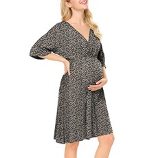 MYHALF 임산부 수유 드레스 모유 수유 드레스 베이비 샤워 임산부 드레스 사진 촬영 웨딩 게스트 드레스 블랙. XL