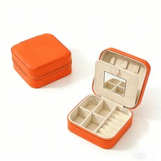 미니 휴대용 주얼리 보석함 여행용 소형 사각 액세서리 파우치 주황색 1개, 주황색 × 1개