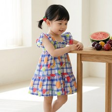 몽실이 블루체크 나시원피스