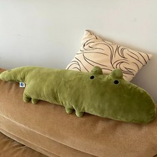 側睡長條抱枕 可愛粉豬大象動物抱枕女生睡覺夾腿長條枕床上沙發靠枕玩偶禮物 長條抱枕 抱睡枕, 森林綠鱷魚88厘米,104*30厘米（暢銷款）