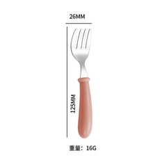 YZMY 304不鏽鋼兒童勺叉便攜餐具組, 粉色柄, 1個, 叉子