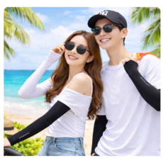 아우릭스 여름 쿨토시 남녀공용 팔토시 자외선차단 작업용, 2개, 블랙