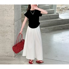 해피유통여아 캐주얼 세트 반팔 티셔츠와 넓은 바지14세 이상cyr