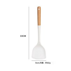 DFMEI 木柄硅膠鍋鏟湯勺不粘鍋烹飪鏟勺家用炒菜鏟子耐高溫廚具套裝現貨, 1個, 櫸木硅膠鏟:如圖