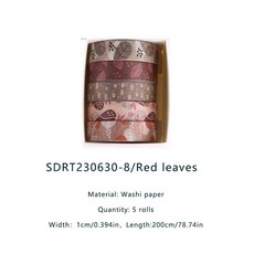 5 롤 포레스트 스크랩 와시 테이프 세트 다채로운 꽃 수채화 식물 데코 마스킹 스크랩북 접착제 DIY 저널 공예 216188, SDRT230630-8