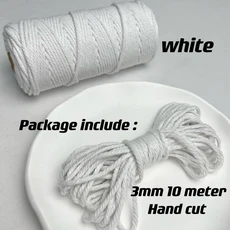 3mm 11 야드 35 색상 옵션 Macrame 코드 코튼 로프 4 플라이 트위스트 Macrame 스레드 Macrame 용품 DIY 공, 01 3mm 10Meters, 18 White