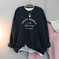 달콩 여성 빅사이즈 기모맨투맨 폭스자수레터링오버핏맨투맨(기모)