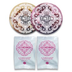 ♥초특가♥ (틴톤) 대왕 볼륨 쿠션 본품 2개 + 리필 2개 단독 패키지, 4개, 21호/핑크 베이지