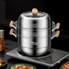 찜기 찜솥 스팀냄비 스테인리스 스틸 다층 가정용 만두 다기능 찜통 스텐 찜기, 36cm 3단 용량확대