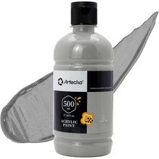 미술용 페인트 물감 유화 아르테초 화이트 아크릴 대형 병 500ml/17온스 캔버스용 흰색 바위 나무 패브릭 세라믹, Grey, 1개