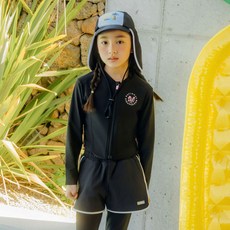 내셔널지오그래픽 KIDS K252GRG610 여아 크롭 래쉬가드 집업 CARBONBLACK 5007448618 1714125