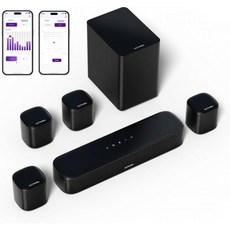 ULTIMEA 7.1ch 가상 서라운드 사운드 바 TV용 시스템 4개의 스피커가 있는 스마트 최대 전력 330W 앱 제어 서브우퍼가 TV Opt/AUX/BT Aura A40, U2601