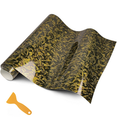HahnRay차량용 카본시트지 6D단조 탄소섬유 비닐 랩 자동차실내 우드랩핑지 카본골드 30x150cm(부가 스크레이퍼), 1개