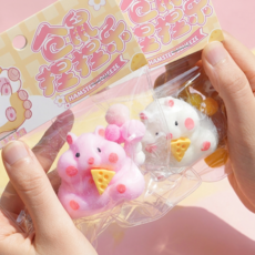 햄찌 말랑이 모찌 핑크+화이트 1+1 2종 세트 햄스터 말랑이 스퀴시 주물럭 모찌 동물 스트레스볼 스트레스해소 슬랑이 촉감, 2개, 50g