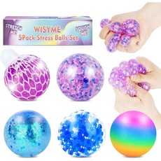 5PACK 스트레스 볼 성인용 스퀴시 피젯 네토스 끈적끈적한 스퀴즈 내구성이 뛰어난 컬러풀 2.36인치 메시 팩, 5PACK 스트레스 볼 성인용 스퀴시 피젯 네토스 끈적, 1개