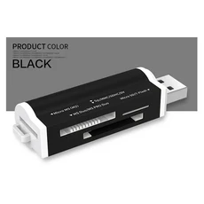 마이크로 SD T-플래시 MMC PRO TF 메모리 스틱용 고속 멀티 USB 2.0 올인원 카드 리더기, 01 검정색