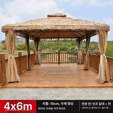 꾸꾸상점 방가로 방갈로 원두막 조립식 옥상 농막, 디럭스 모델 4x6 벽면 메쉬 포함