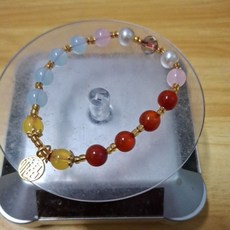 紅玉髓海藍寶設計手串, 1個