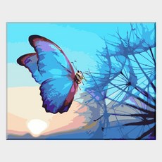 모모픽스페인팅 DIY명화그리기 물감2배 40x50cm 민들레 홀씨 나비 풍경화