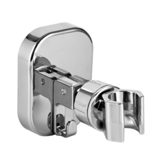 무타공 흡착식 샤워기 거치대 각도 조절 홀더, 크롬실버