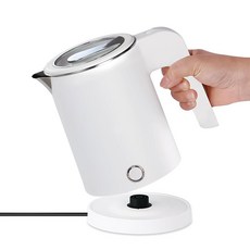 0 5L 소형 휴대용 전기차 주전자 스테인리스 스틸 여행용 미니 전기 커피 주전자 캠핑 여행 사무실용 온수 보일러 히터 블랙, White