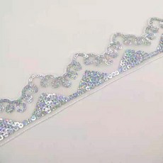 彩色亮片蕾絲長條花邊織帶 DIY手工輔料, 銀色8.5米*4.5cm