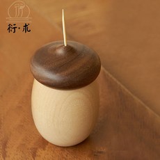 橡果造型木質牙籤盒 北歐創意胡桃牙籤罐 日式堅果棉簽收納桶, 1個