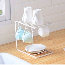 杯子瀝水架 茶杯倒掛收納架, 白色杯架, 1個