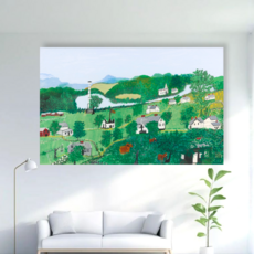 백앤아트 그랜마 모지스 그림 파트2 따뜻한 시골 풍경 그림 인테리어 캔버스 액자 편안한 자연 감성 거실 액자, 09 평온이 깃든 마을